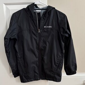 Columbia Black Hooded Packable Wind Jacket Kids medium